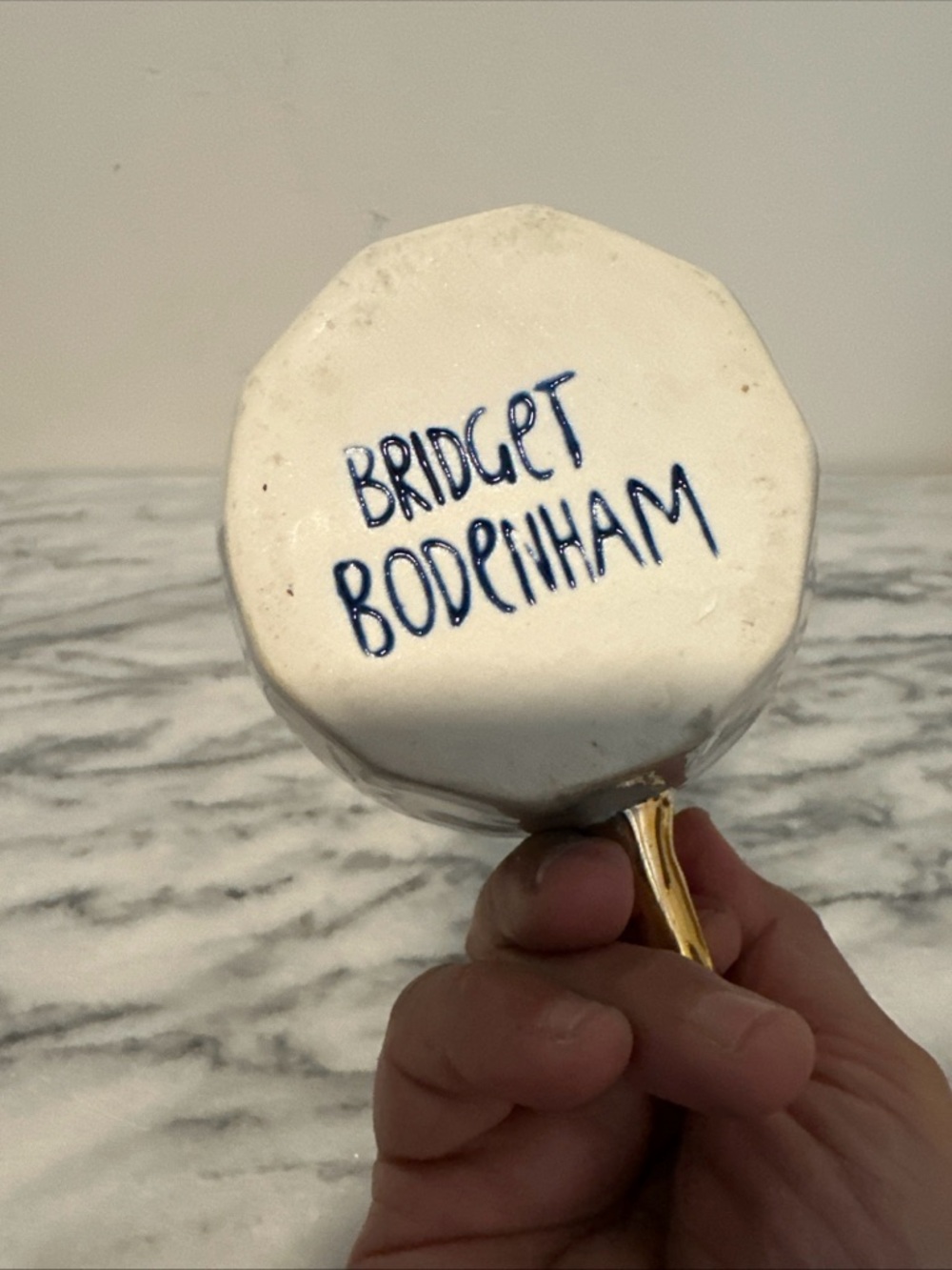 Anthropologie Bridget Bodenham Gray and White Polka Dot Ceramic Mug - Picture 6 of 7